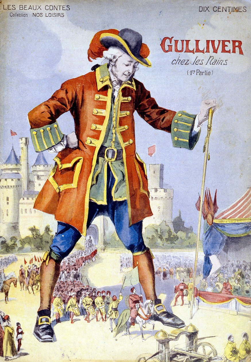 Cover av "Gulliver i dvergene (Lilliputiens)". 1800-talls illustrasjon. av Unknown artist