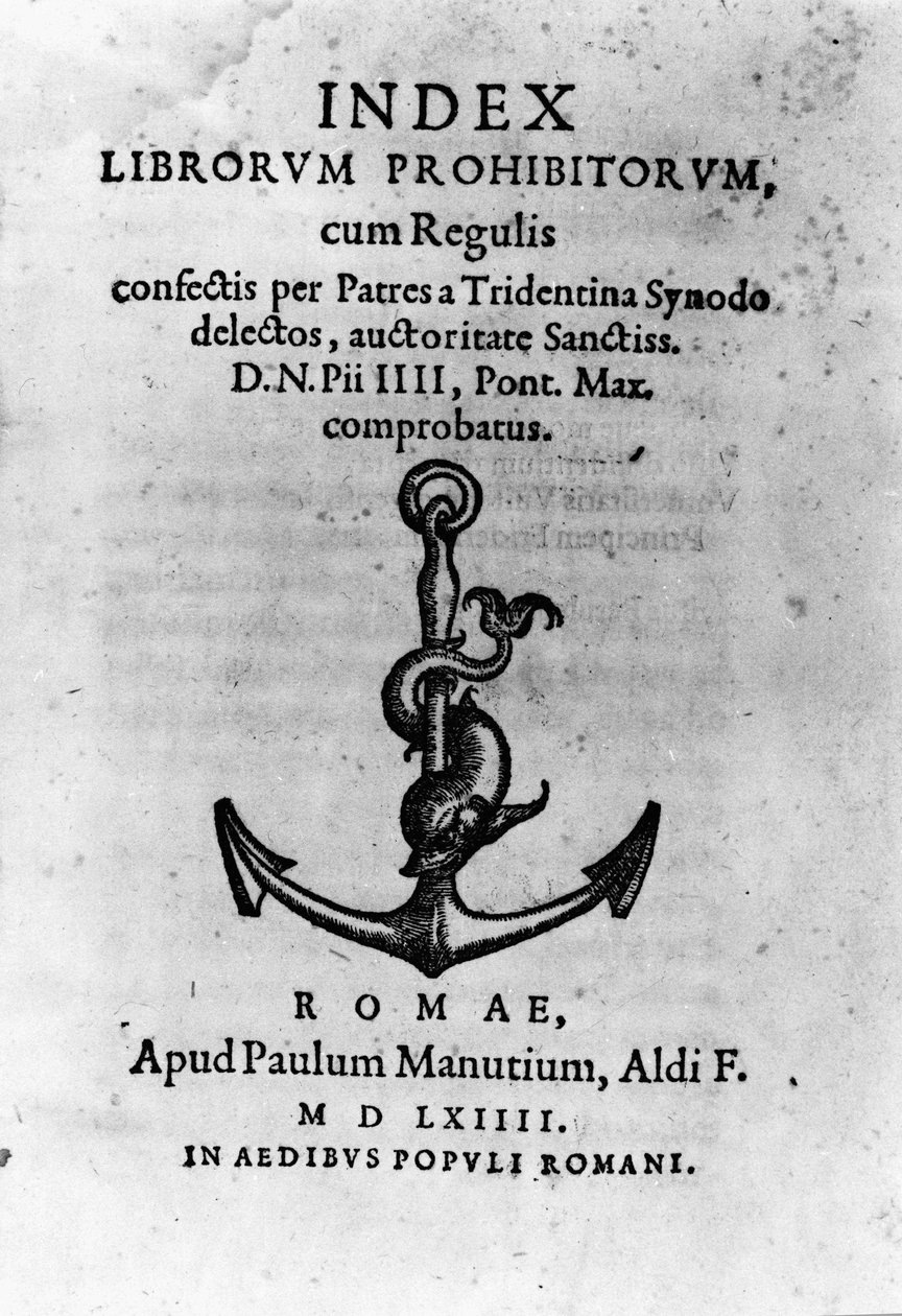 Omslag til ""Index of Forbidden Books"", Roma av Unknown artist