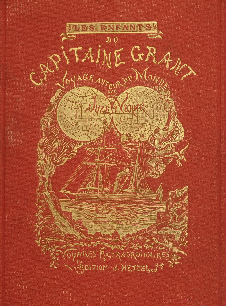 Omslag til Jules Vernes bok "The Children of Captain Grant", red. Hetzel av Unknown artist