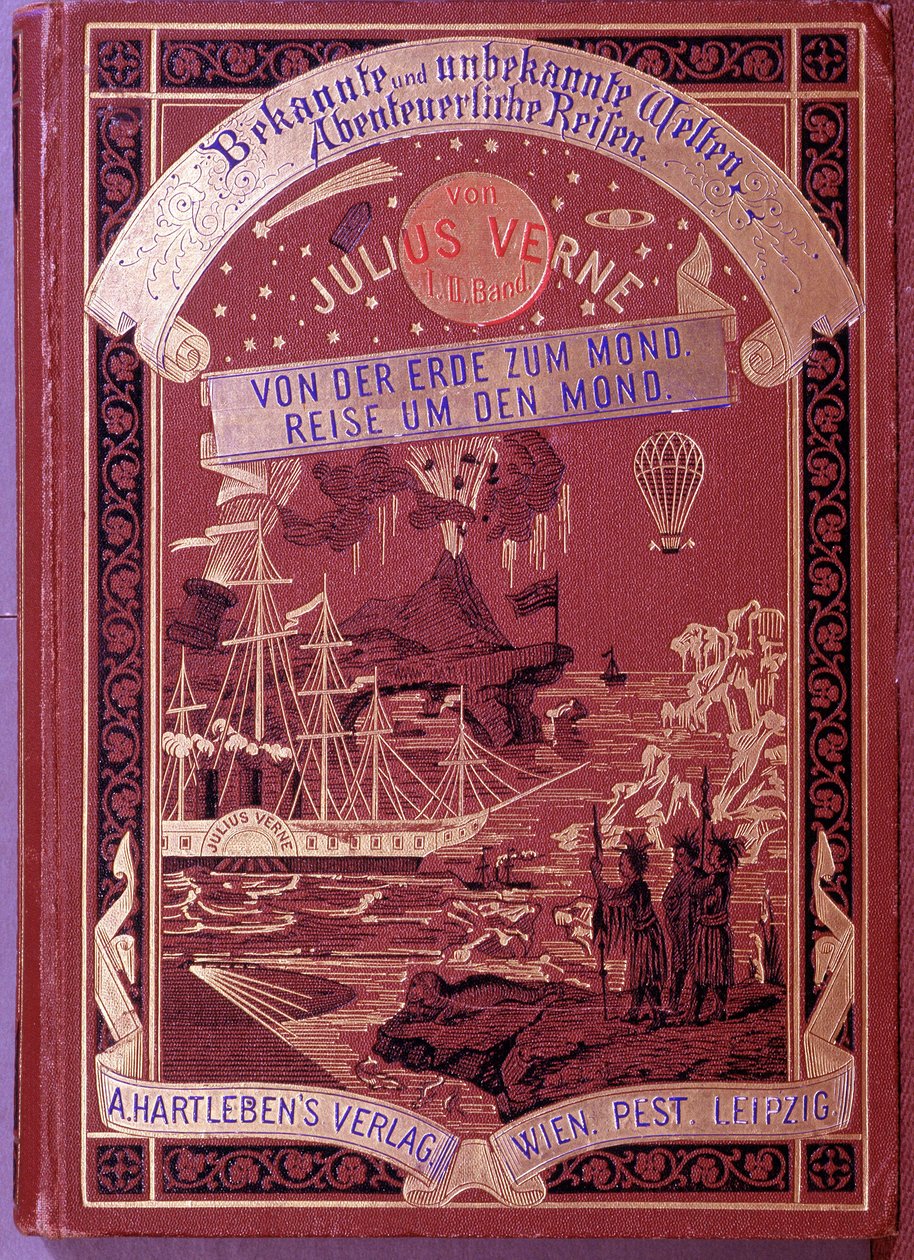 Omslag til en bok av Jules Verne på tysk av Unknown artist
