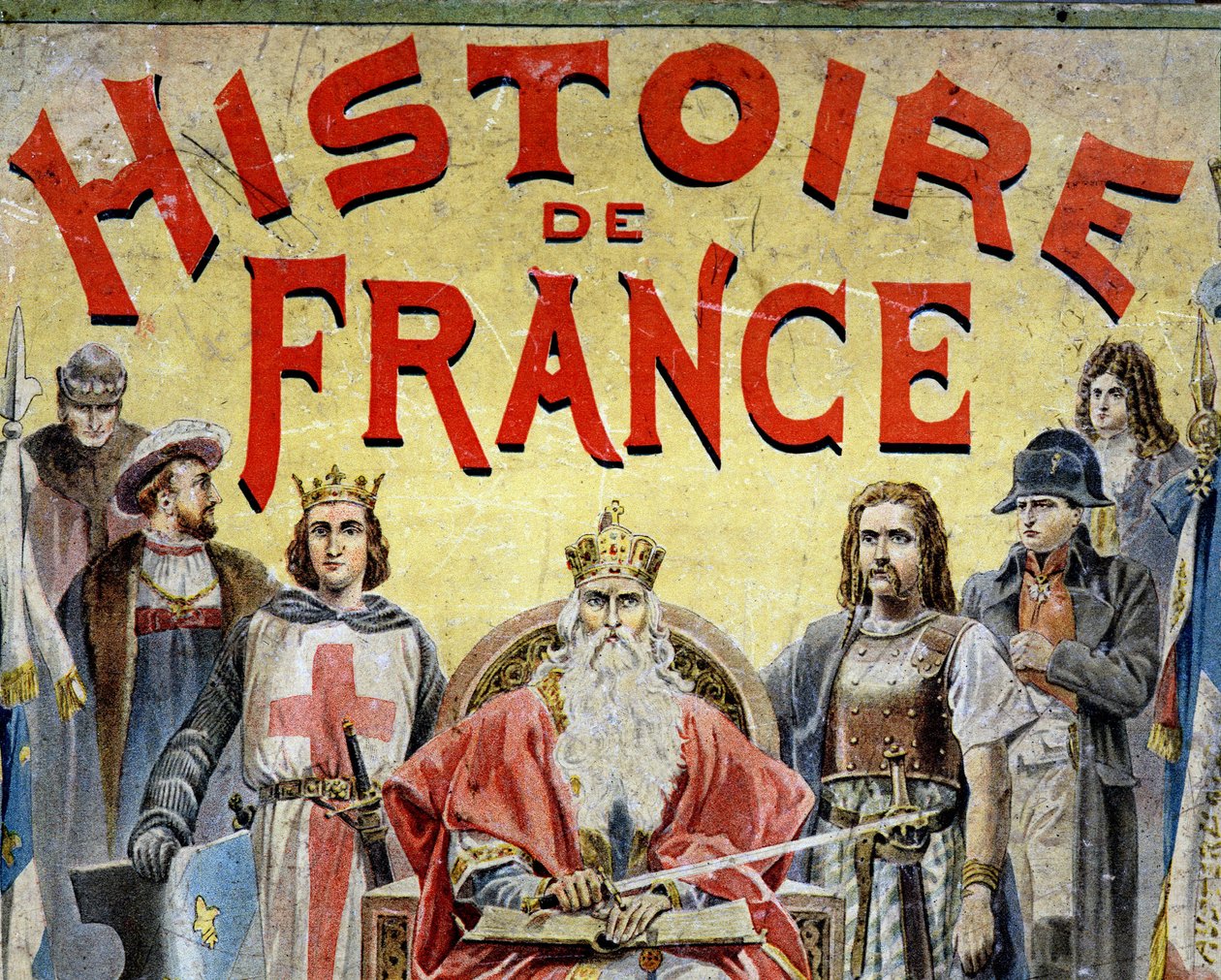 Omslag til boken "" Histoire de France"" med historiske karakterer. av Unknown artist