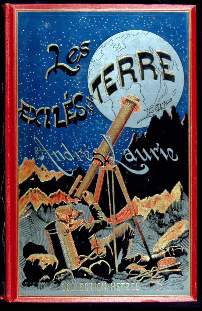 Omslag til boken "" Les éxiles de la terre"" av André Laurie, Hetzel av Unknown artist
