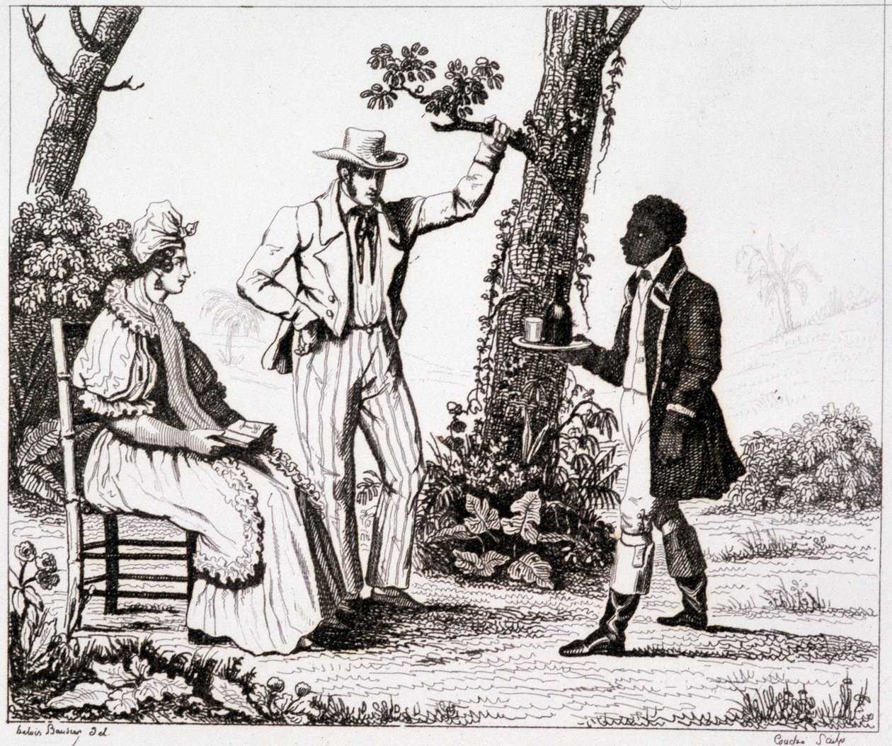 Creole of Martinique (svart tjener og et par hvite) - i "" Pittoreske Frankrike"", T.III av Unknown artist
