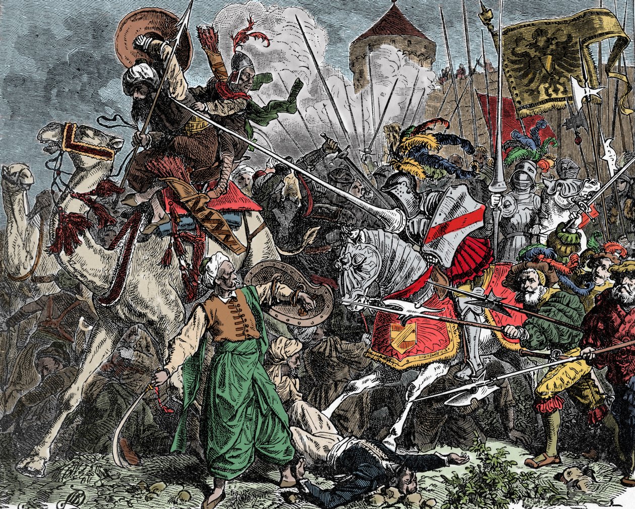 Crusaders in Battle - Crusade: Riddere som kjemper mot saracenerne av Unknown artist