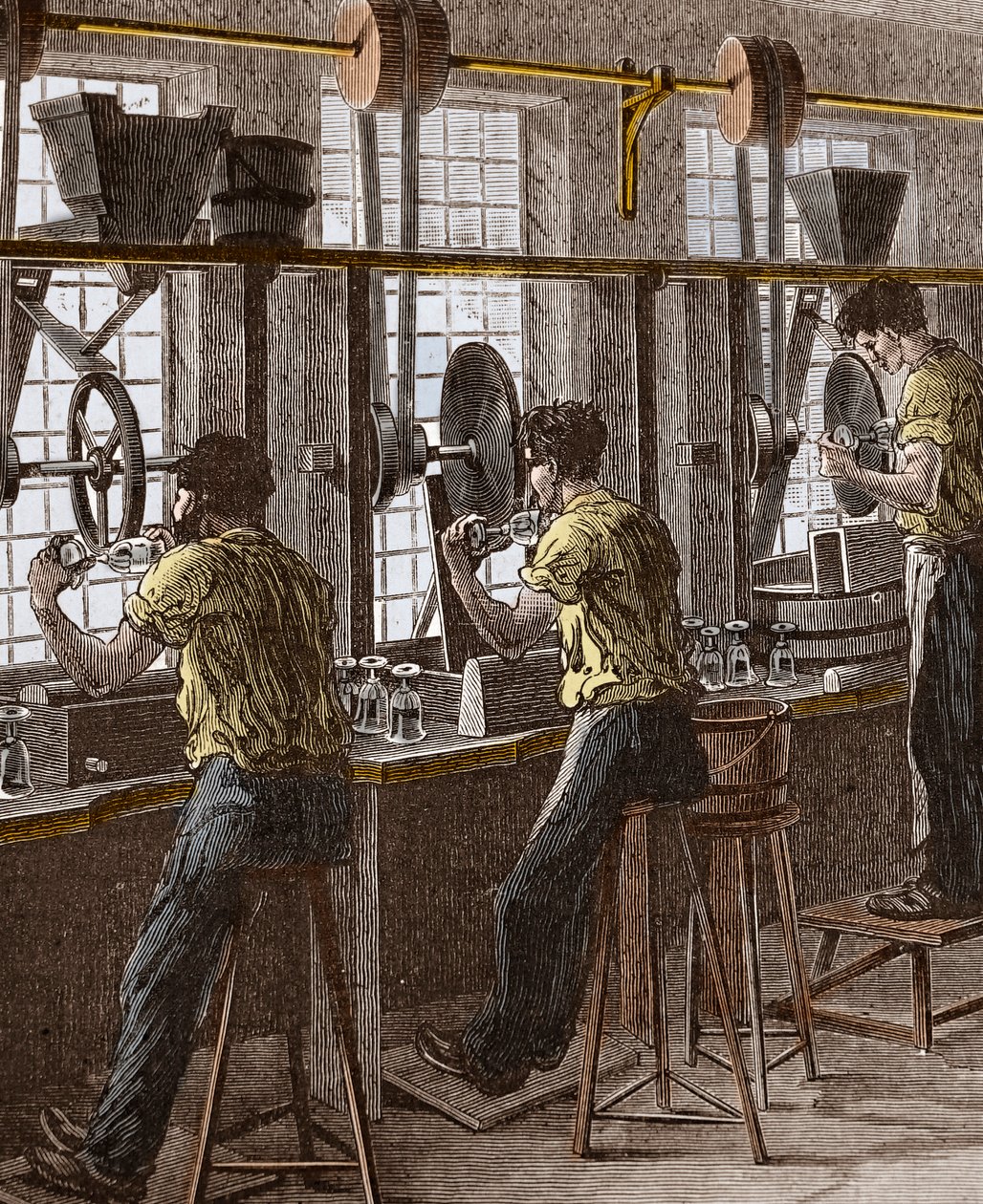 Krystall- og glassskjæring - Polering av krystallglass av Unknown artist