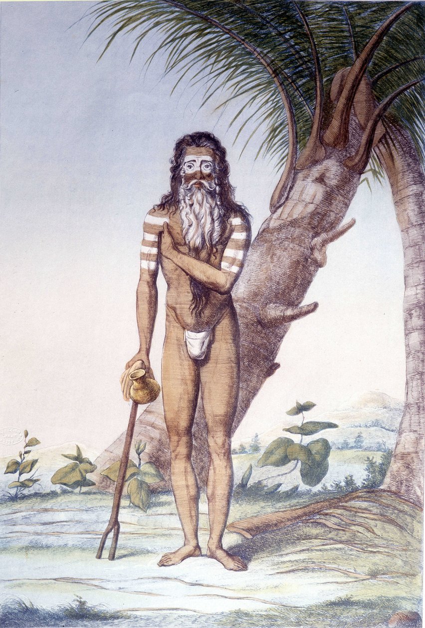 Kultur, sivilisasjon og indisk samfunn: Portrett av en Fakir (faquir), India. av Unknown artist