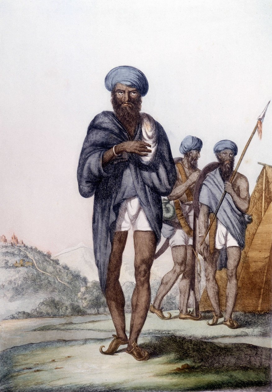 Kultur, sivilisasjon og indisk samfunn: Portrett av en sikh, Indias religion. av Unknown artist