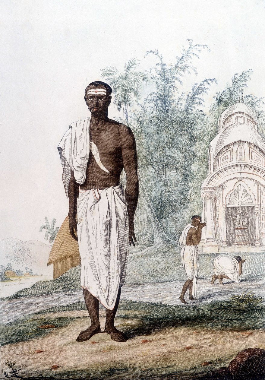 Kultur, sivilisasjon og indisk samfunn: portrett av en Brahman, prest i India. av Unknown artist