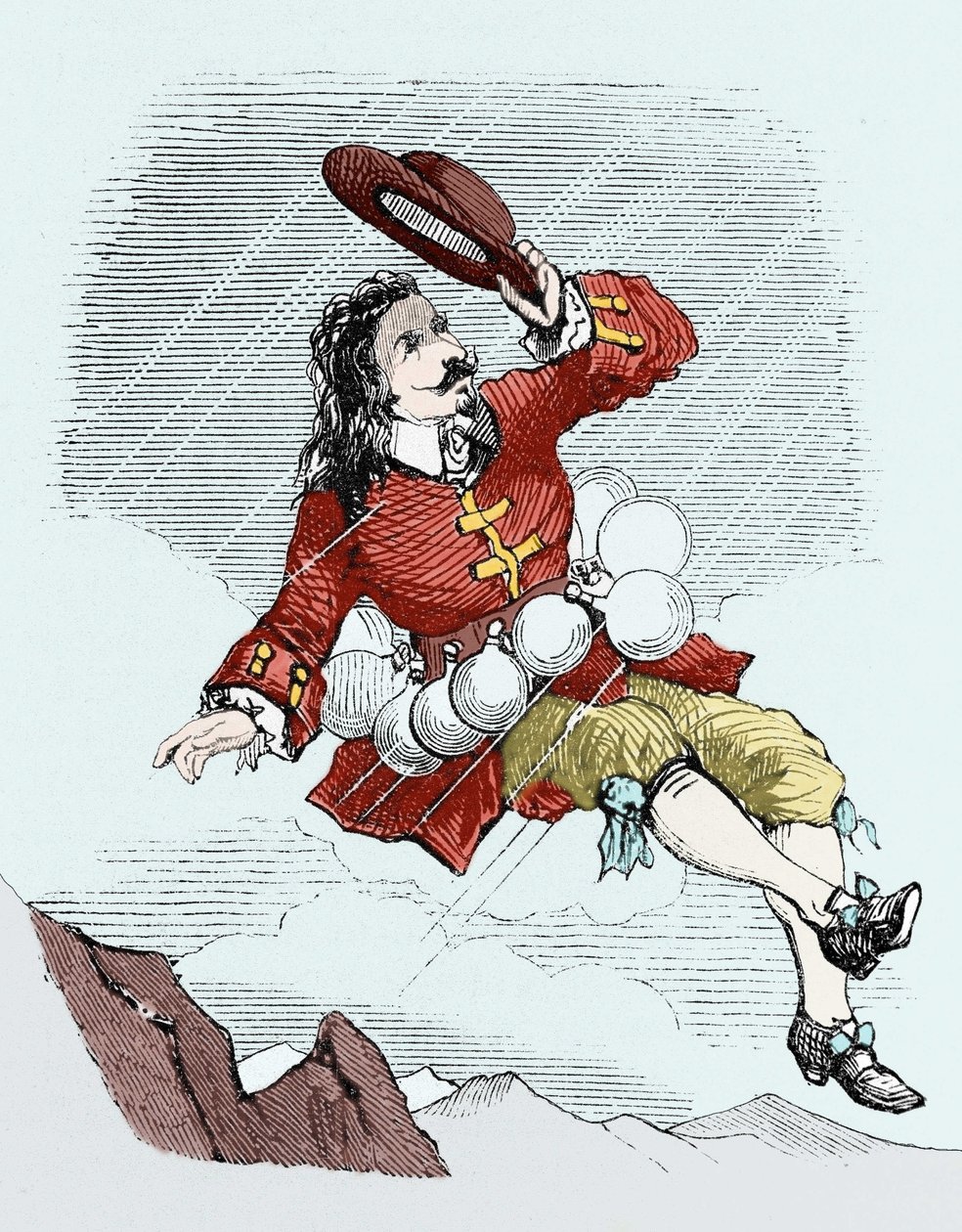 Cyrano de Bergerac fjernet av flaskene sine, illustrasjon fra: «L