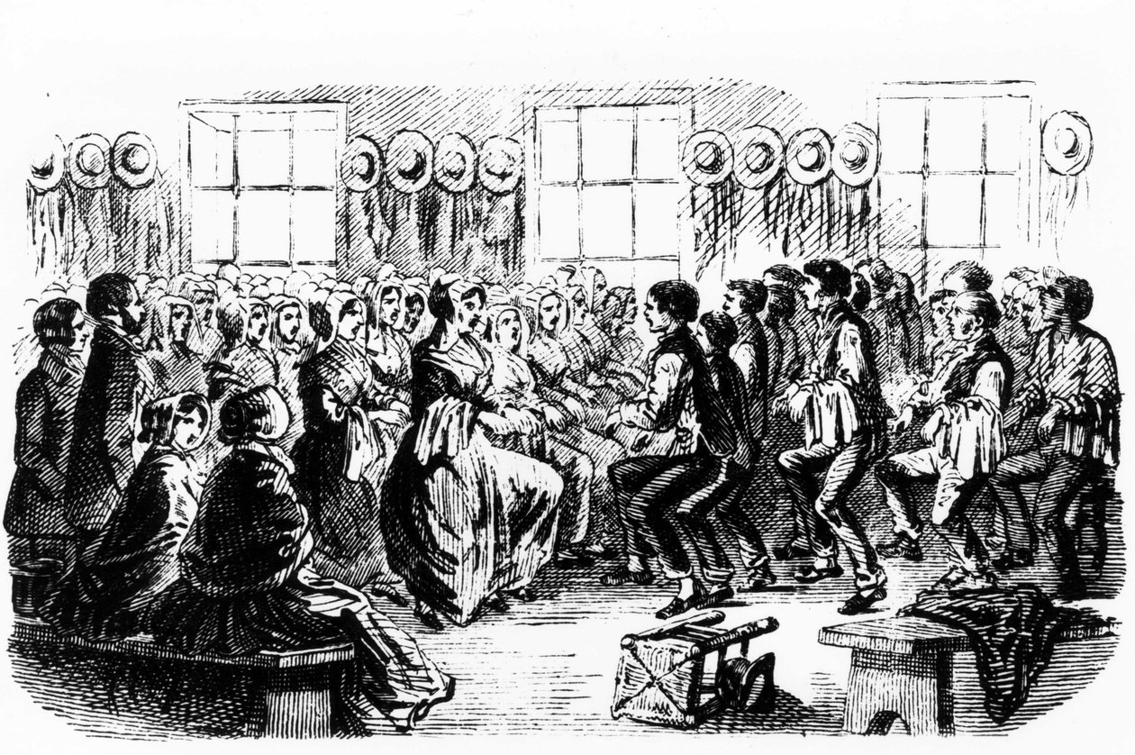 Danseshakere. 1800-talls gravering. av Unknown artist
