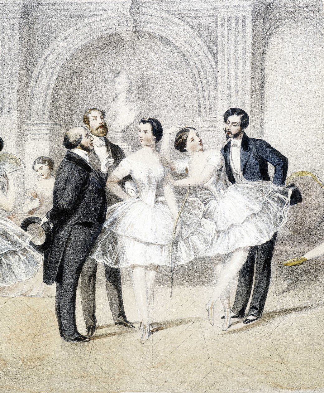 Dansere omgitt av menn i den romantiske epoken - n.d. av Unknown artist
