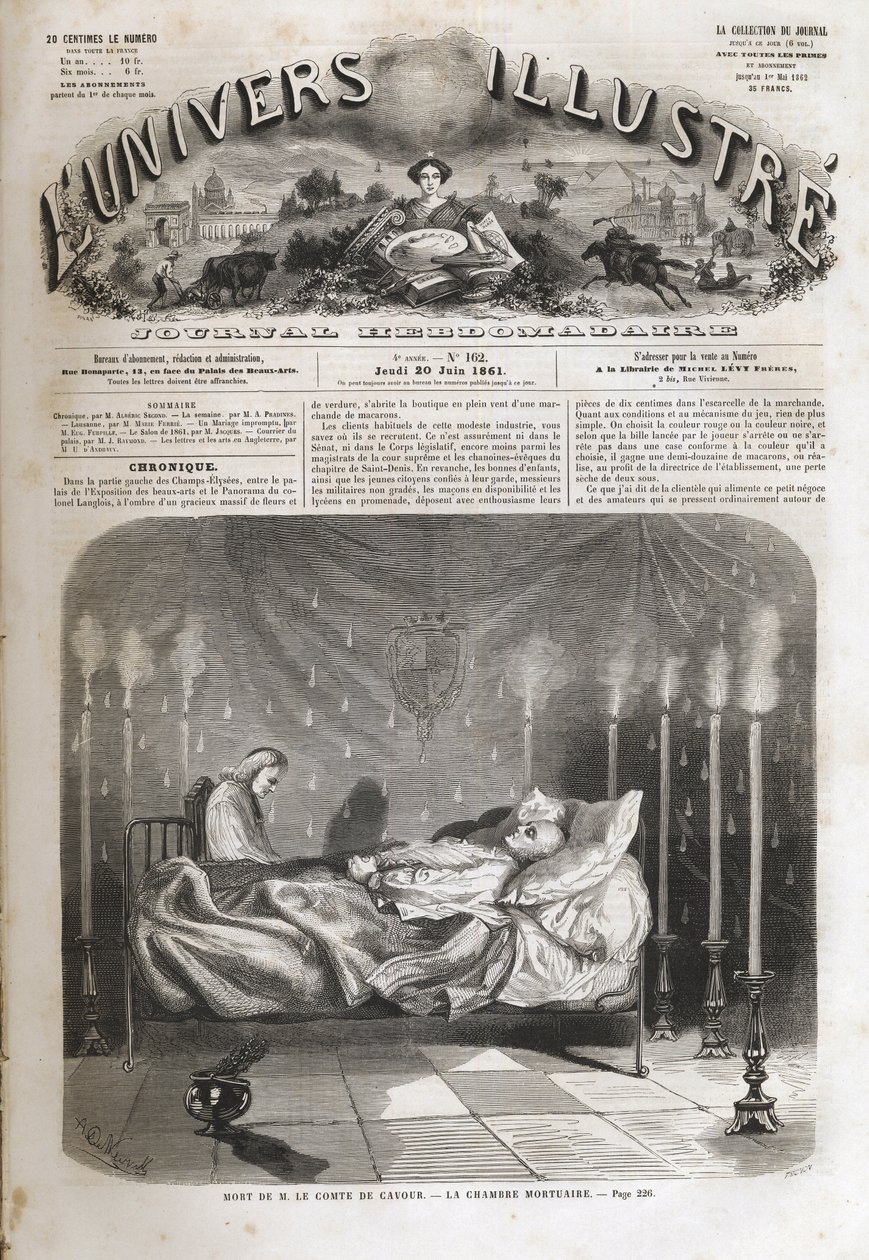 Død av Camillo Cavour (greve Cavour) (1810-1861) - 6. juni av Unknown artist