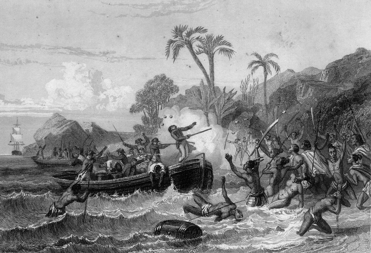 Death of De Langle at the Îles des Mariners av Unknown artist