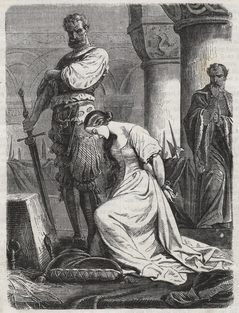 Katherine Howards død, kone til Henry VIII gravering 1864 - Catherine Hovard eller Catherine Howard (Katherine eller Katheryn av Unknown artist