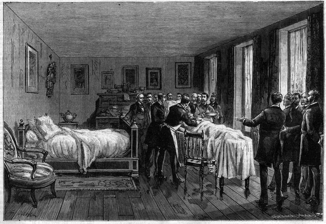 Leon Gambettas død (1838-1882) fransk politiker - obduksjonen - i "The Illustrous Journal" fra 1883 - av Unknown artist