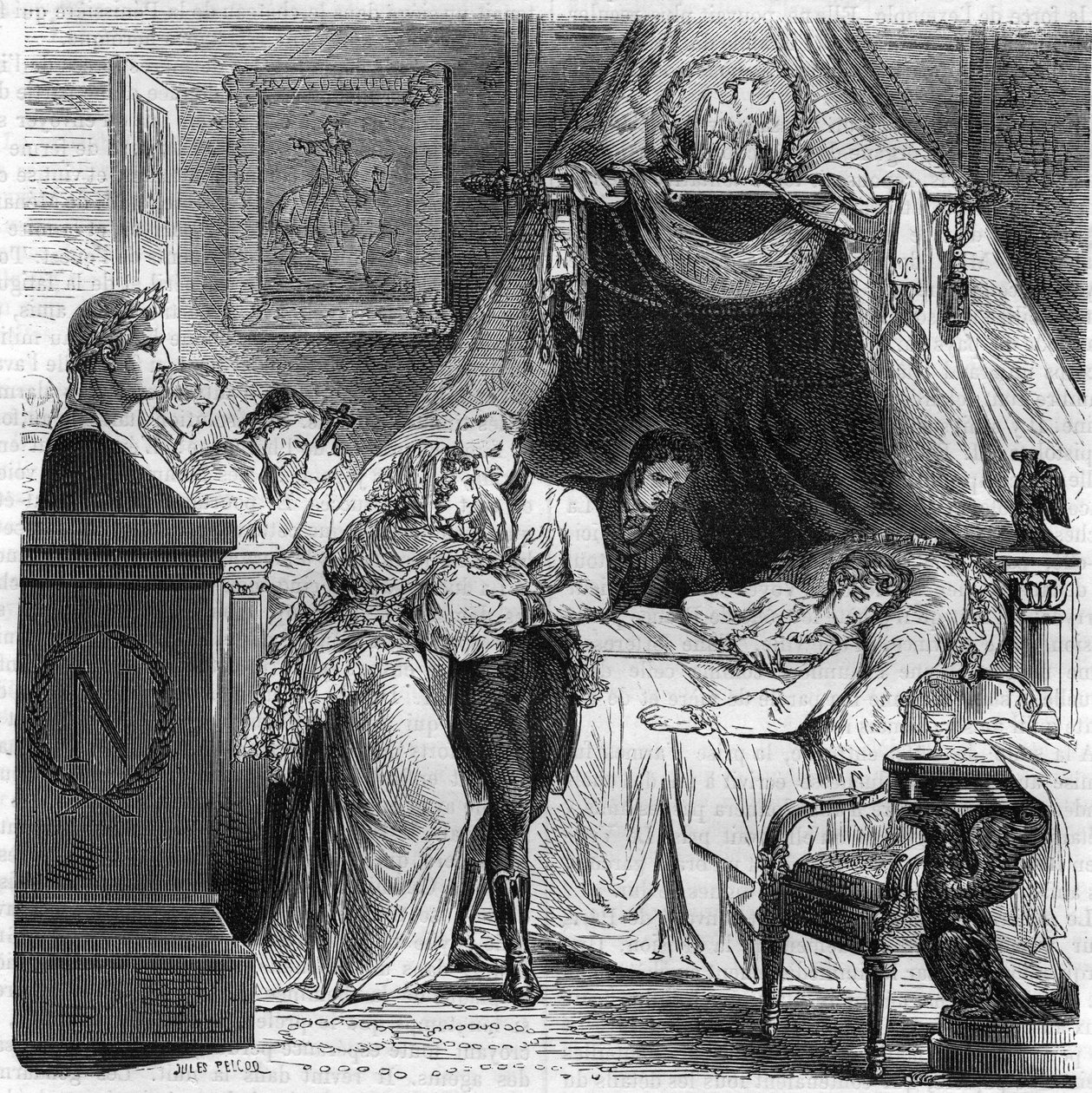 Death of Napoleon II, son of Napoleon I, Duke of Reichstadt (1811-1832). av Unknown artist