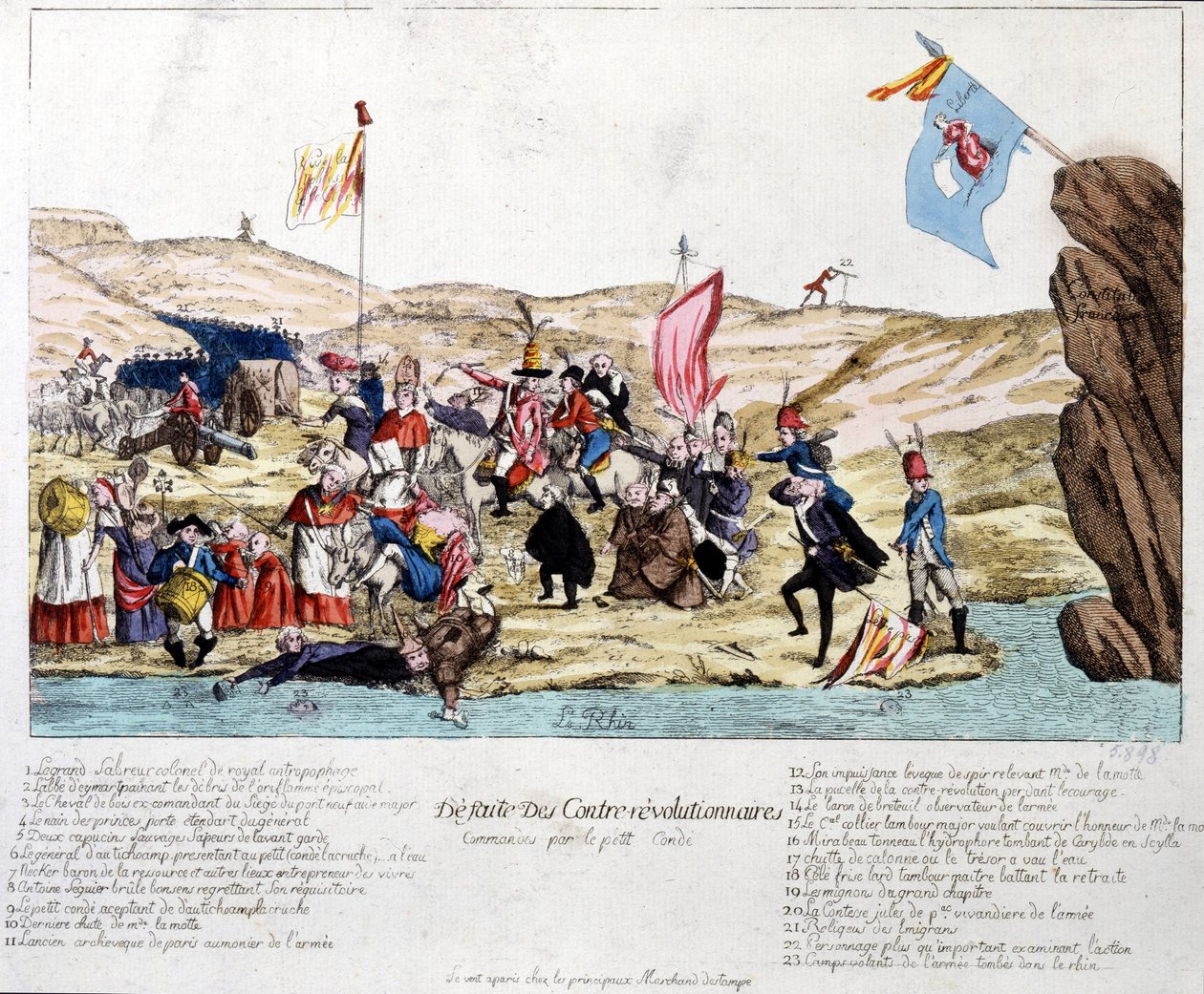 Nederlag av kontrarevolusjonære, kommandert av Peer Condé, i Alsace, sent på 1700-tallet av Unknown artist