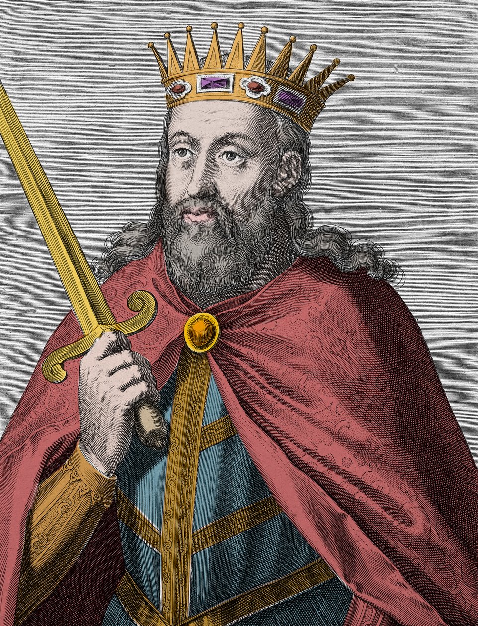 Denis av Portugal (bondekongen) - Denis I av Portugal (1261-1325) (bonden - kongetrubaduren - fedrelandets far - den liberale) Gravering av Unknown artist