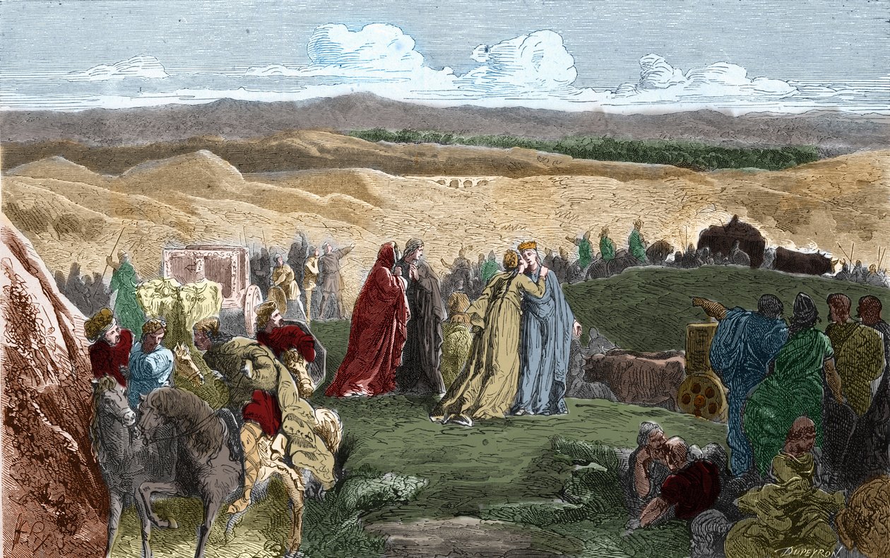 Forlot Galswinthe (Galsuinde) (Galsuinte) (ca. 545 - 567), dronning av frankerne i Neustria og hustru til Chilperic I (konge av frankerne), for Frankrike. Gravering i "" Histoire De France En Cent-malerier av Paul Lehugeur "" 1891. av Unknown artist