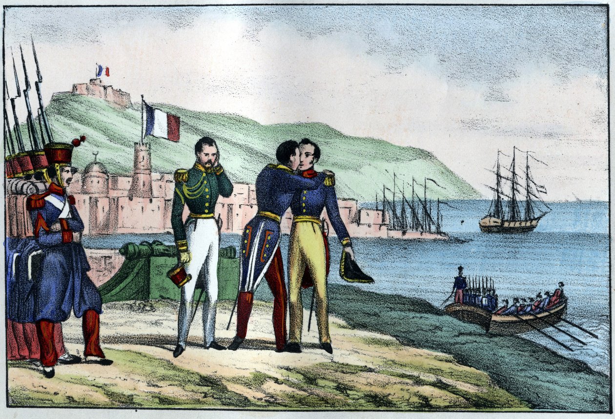 Departure of Louis Auguste, Count of Bourmont (Maréchal de Bourmont) (1773-1846) from Algeria in 1830. in “” L