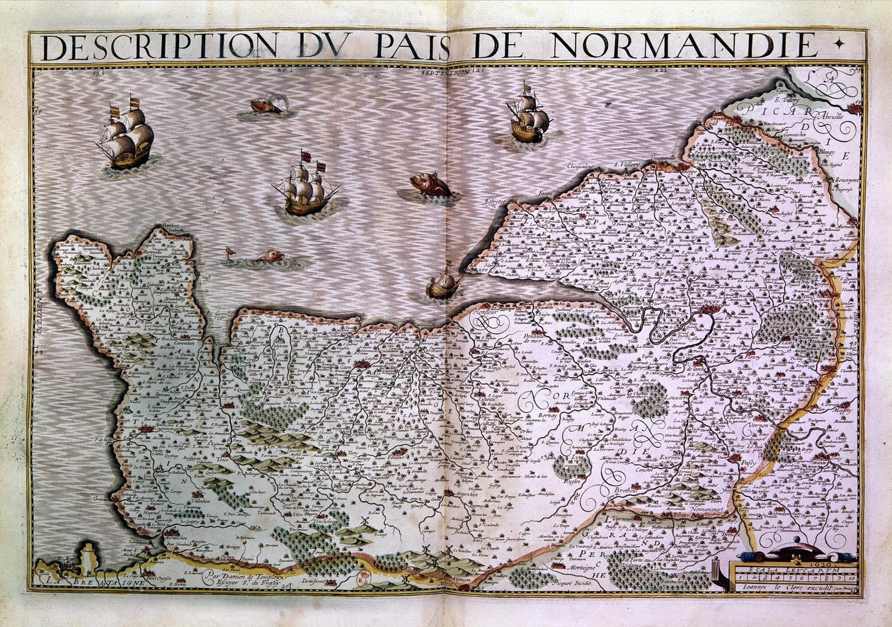 Beskrivelse av Normandie pais. Kart over Normandie-regionen i 1620. av Unknown artist