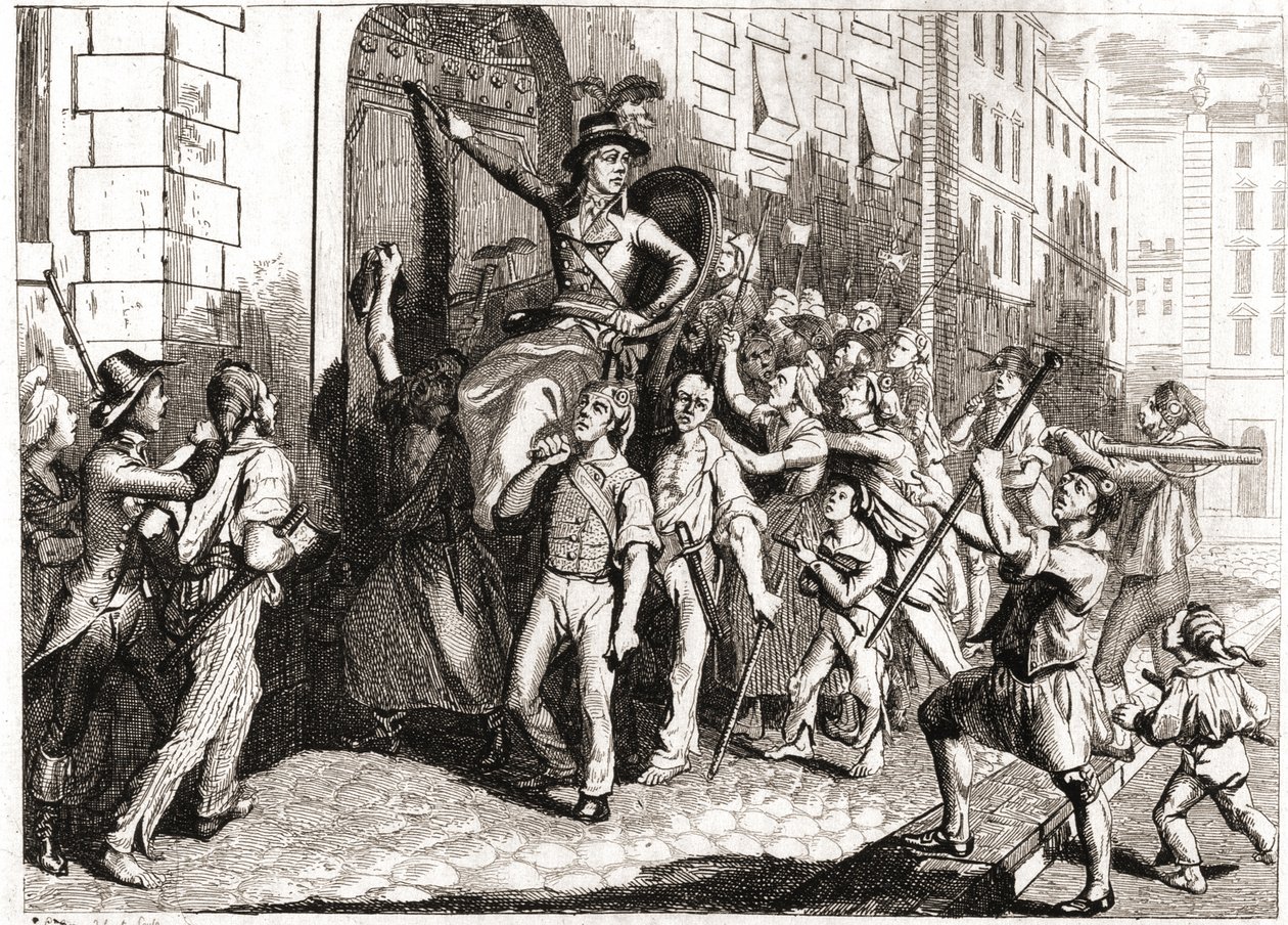 Ødeleggelse av bygningene i Lyon under den franske revolusjonen. av Unknown artist