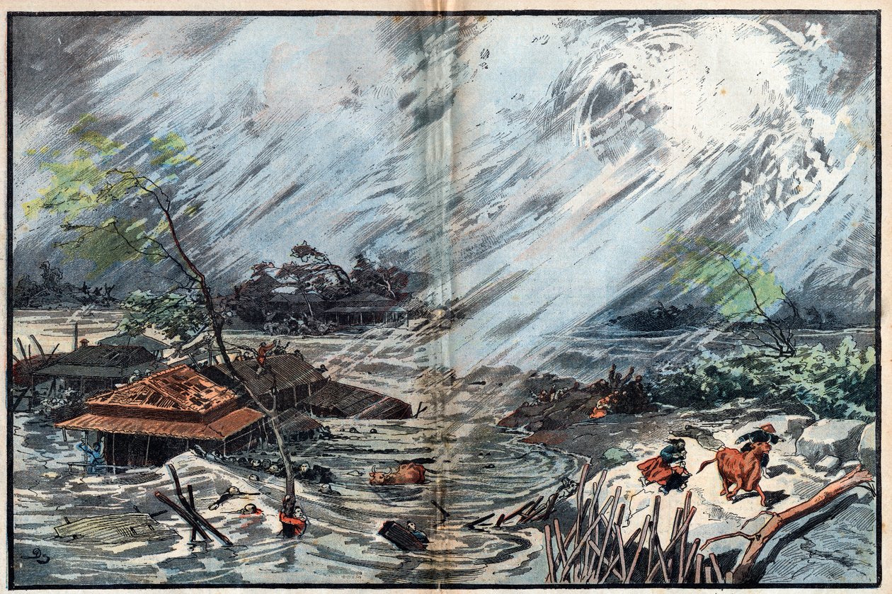 Ødeleggelser forårsaket av tsunamien ved Sanriku, Japan av Unknown artist
