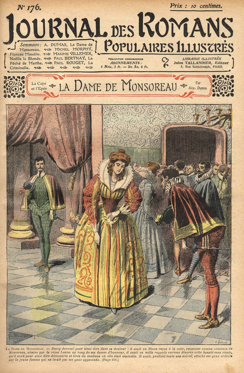 Diane, anerkjent som grevinne av Monsoreau, ble tildelt retten. Illustrasjon av "" The Lady of Monsoreau"" av Alexandre Dumas. I "" Journal of illustrerte populære romaner"". av Unknown artist