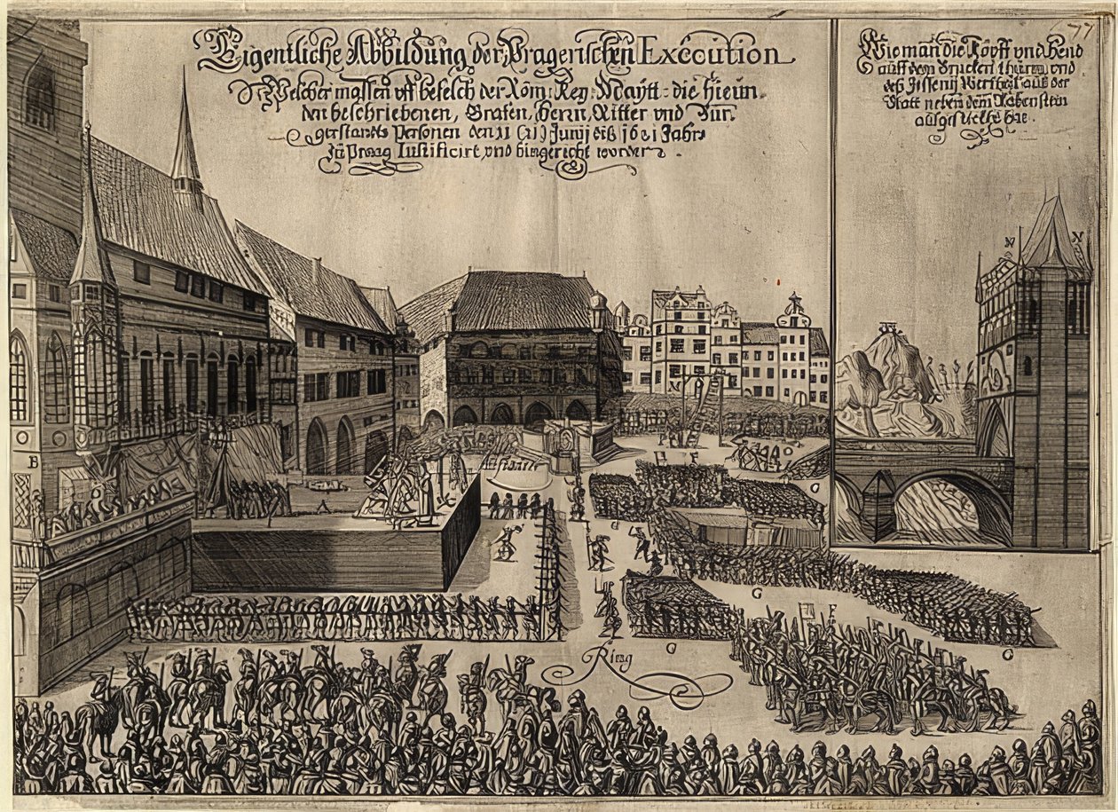 Henrettelsen av de bohemske opprørerne på Prahas gamlebytorg. 1621 av Unknown
