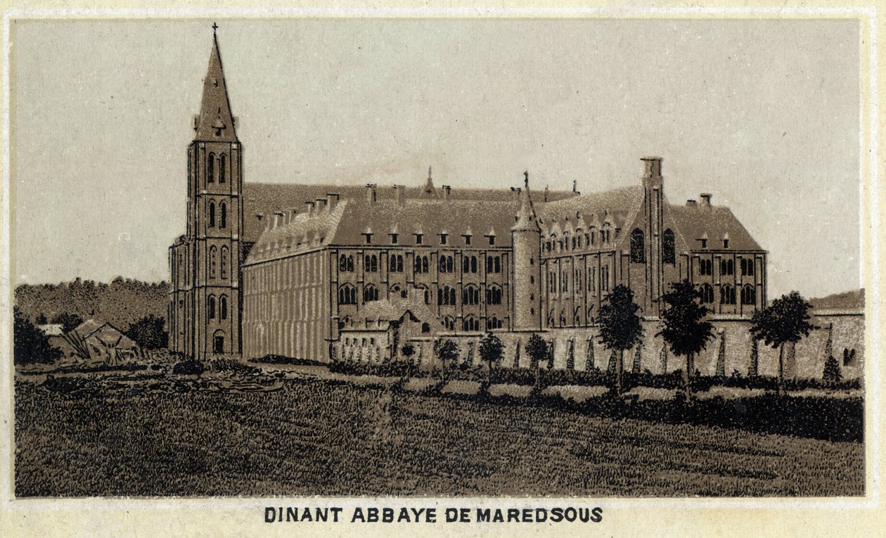 Dinant, Abbey of Maredsous, Wallonia, Belgia. Kromolitografi fra slutten av 1800-tallet. av Unknown artist