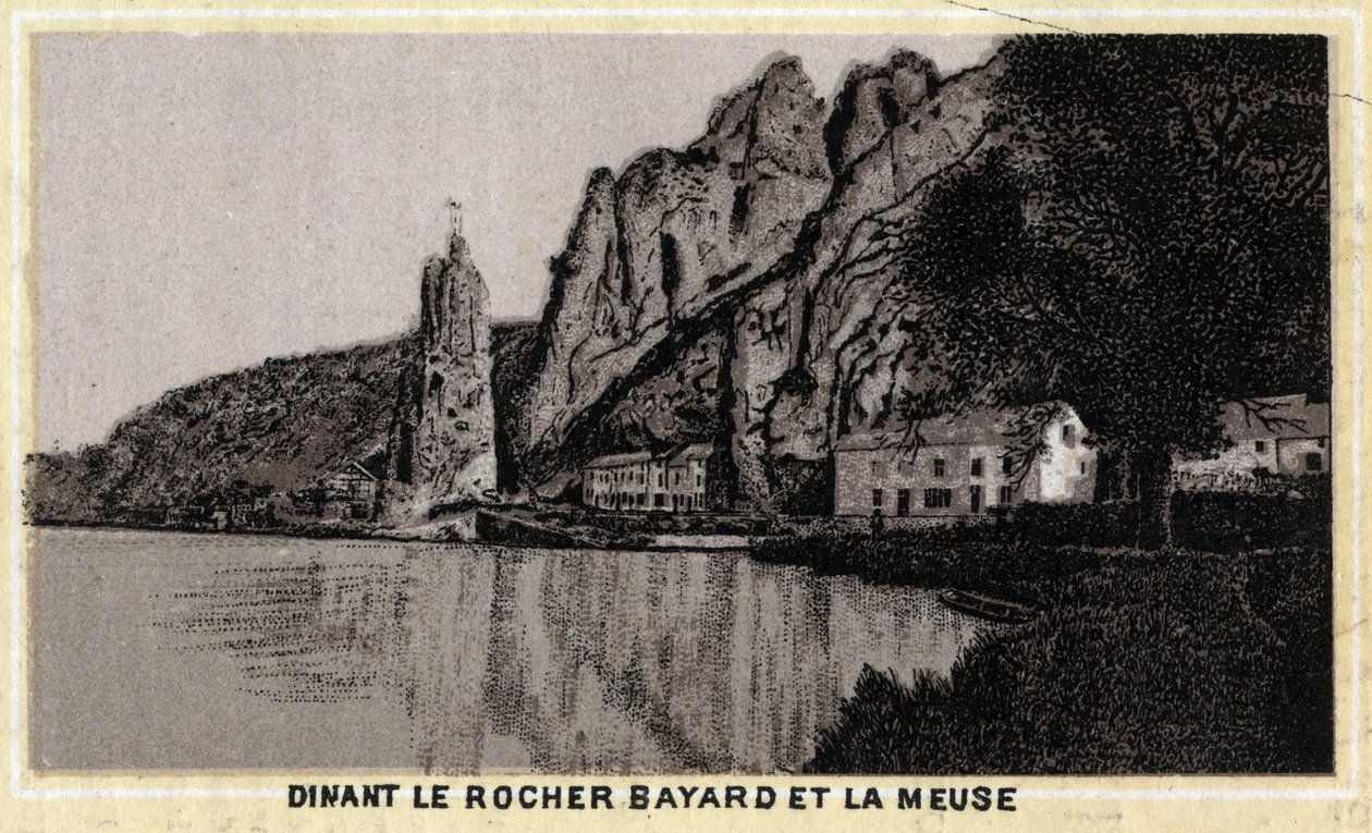 Dinant, le Rocher Bayard et la Meuse, Wallonia, Belgia. Kromolitografi fra slutten av 1800-tallet. av Unknown artist