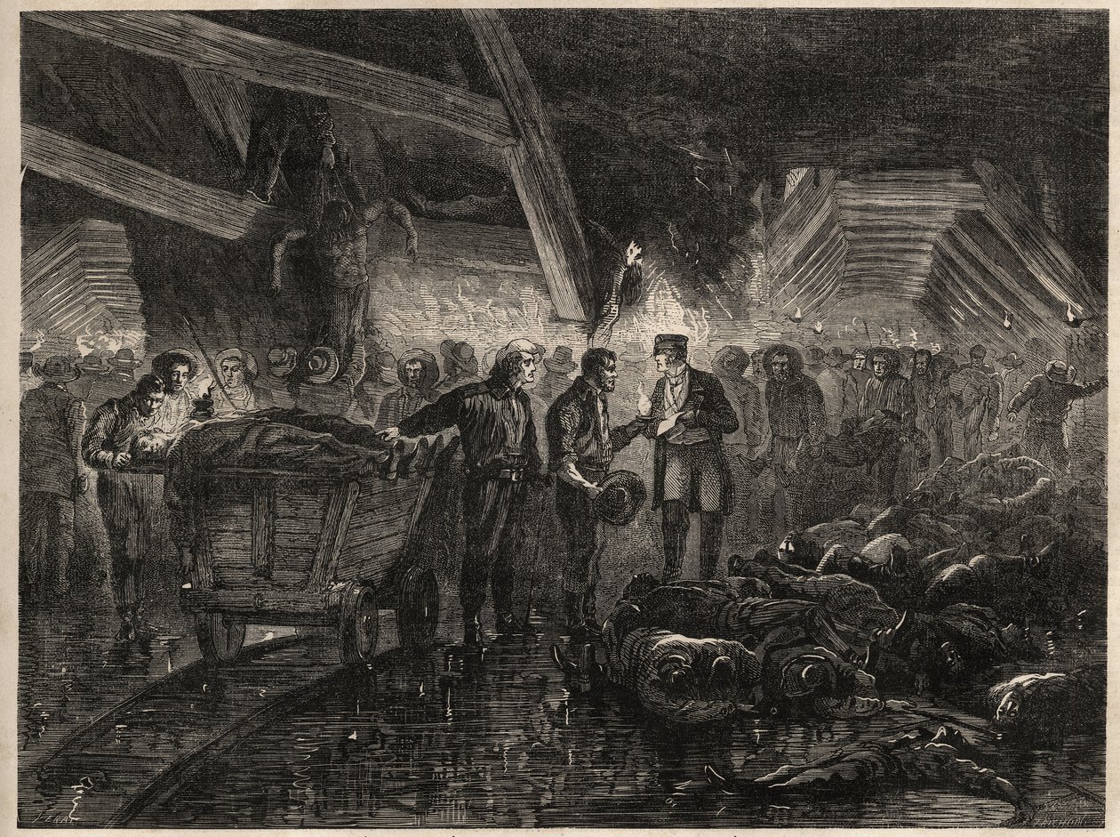 Katastrofe av gruvene i besege - MINES DE COAL DE LALLE - Flom av Unknown artist