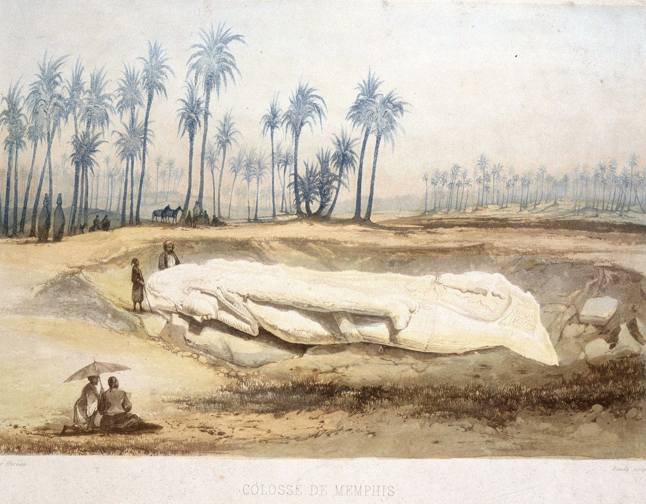 Oppdagelsen av kolossen i Memphis, det gamle Egypt av Unknown artist