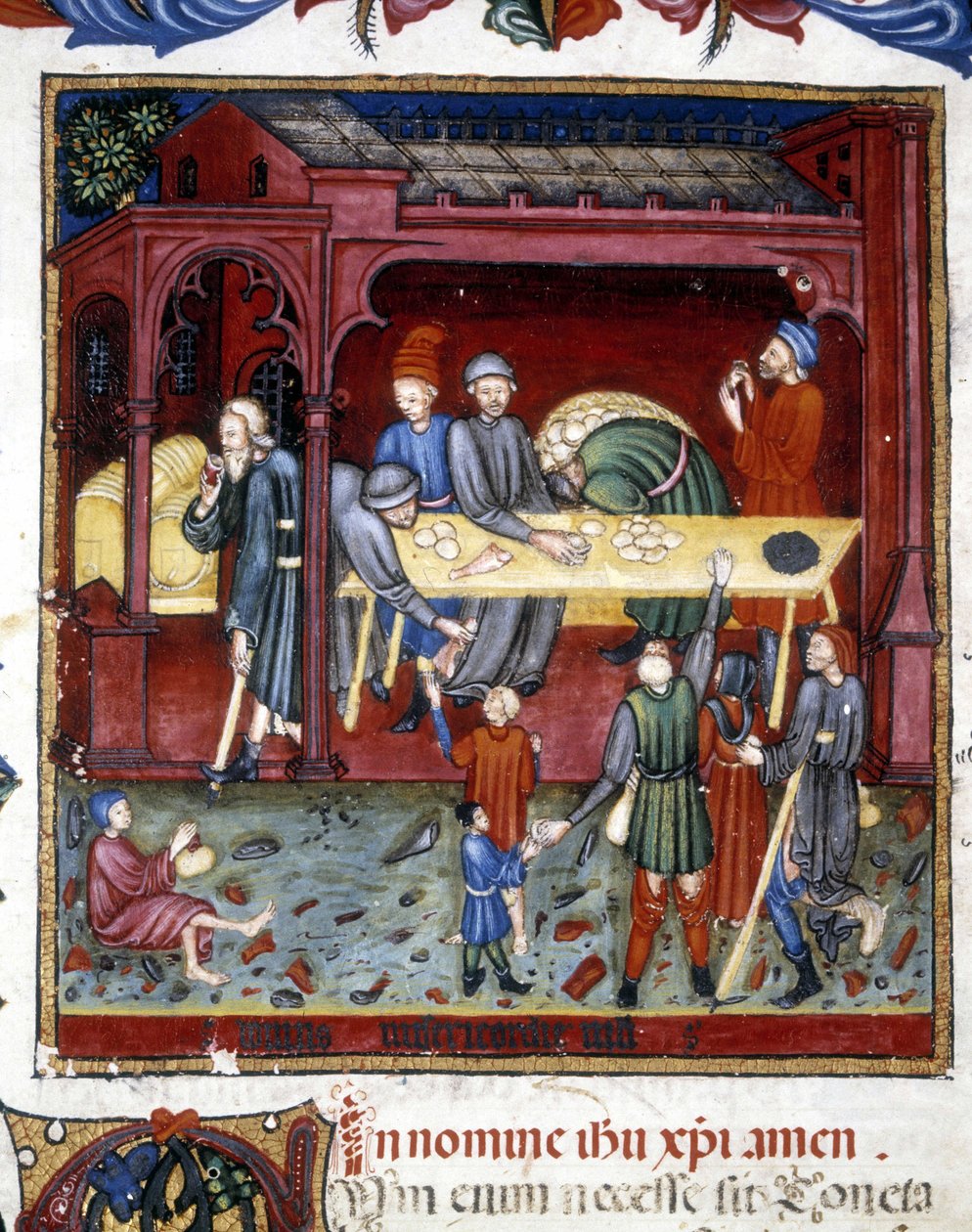 Utdeling av brød og sko til gamle og fattige. 1422. av Unknown artist