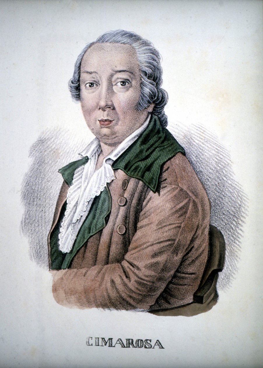 Domenico Cimarosa (1749 - 1801), Fargegravering fra 1800-tallet. av Unknown artist