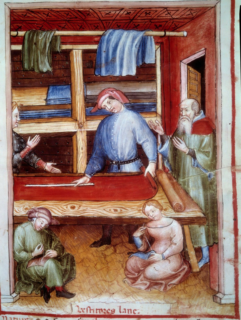 Drapierbutikk Illuminure fra medisin- og kostholdsbransjen "" Tacuinum sanitatis"" av Unknown artist