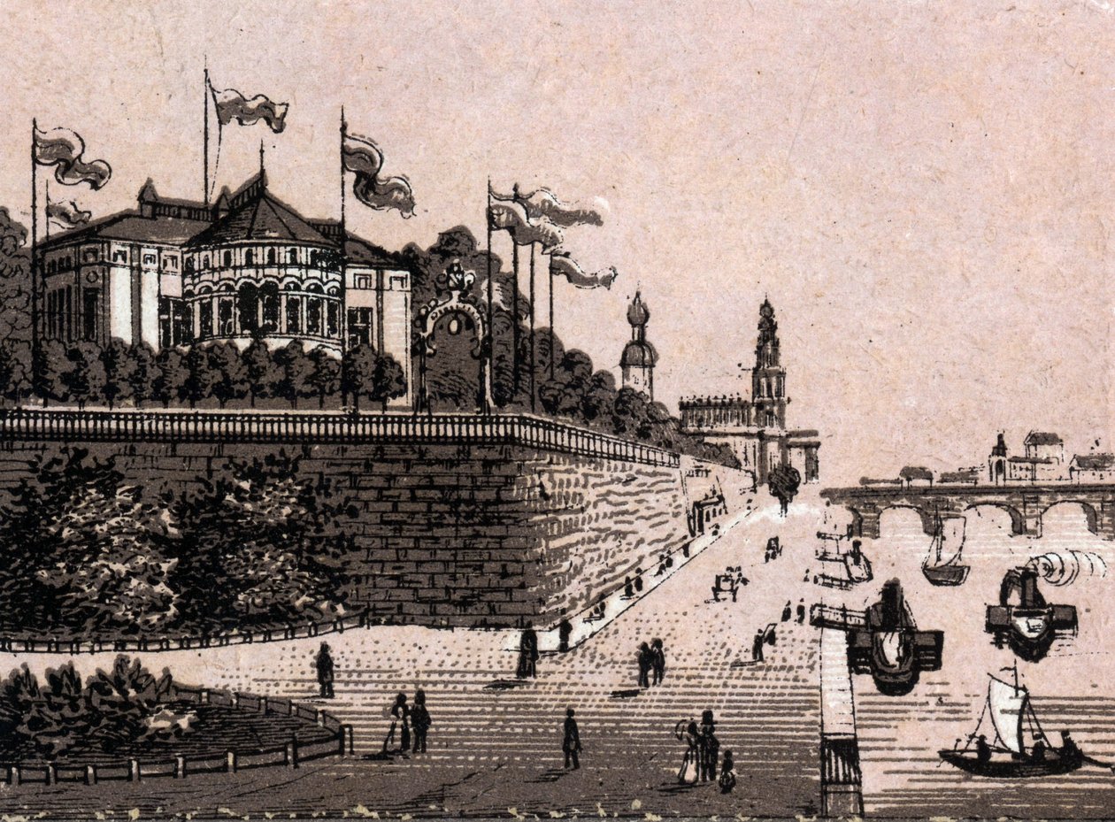 Dresden (Dresden), Germany: view of the Belvedere. in “” The world illustrates 168 views”” Undated (late 19th century) av Unknown artist