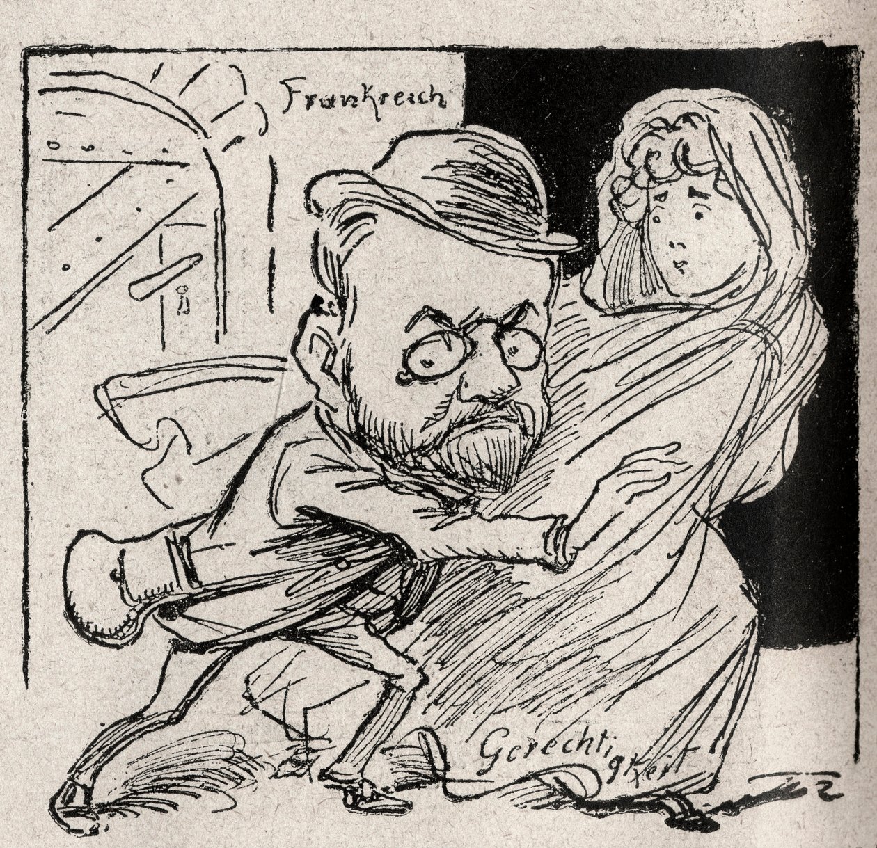 Dreyfus affair - Emile Zola has Justice: come with me, my treasor, here we no longer want to hear us - Drawing published in the Austrian newspaper “Der Floh”” in 1898 (reproduced in Le Rire av Unknown artist