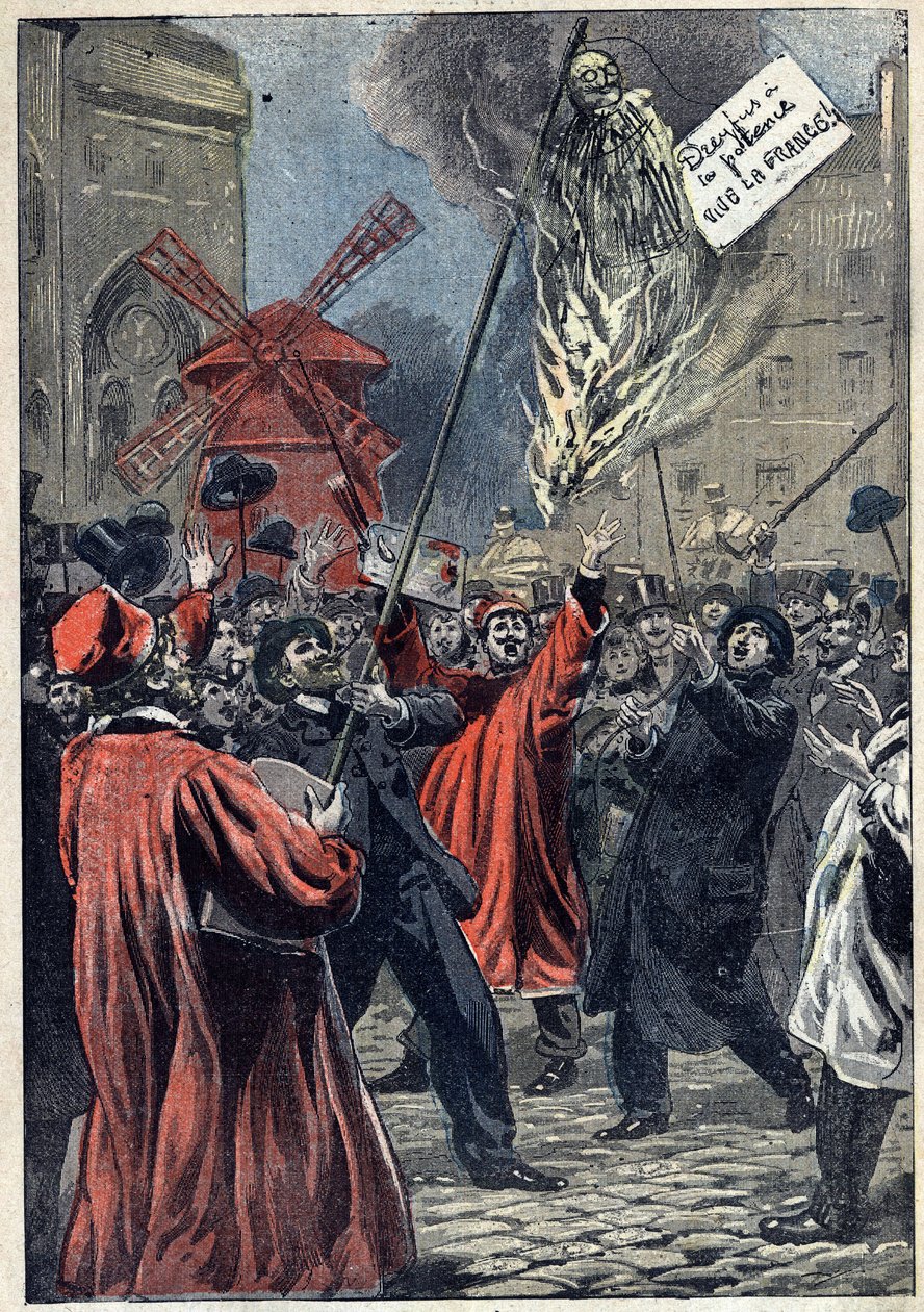 Dreyfus case - Paris - 1898: antisemite manisfestation in Montmartre. An effigy of Martin Dreyfus, Alfred
