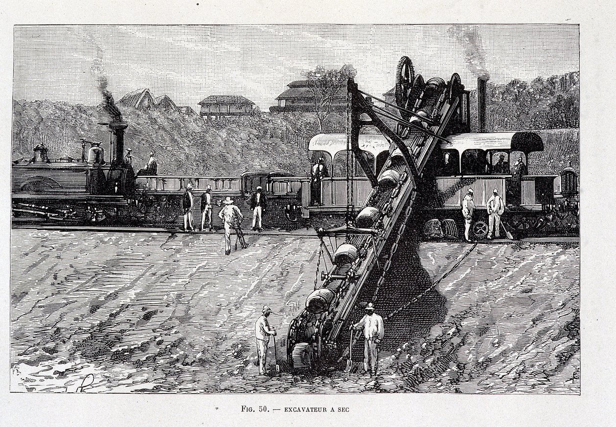 Tørr gravemaskin på Suez-kanalen av Unknown artist