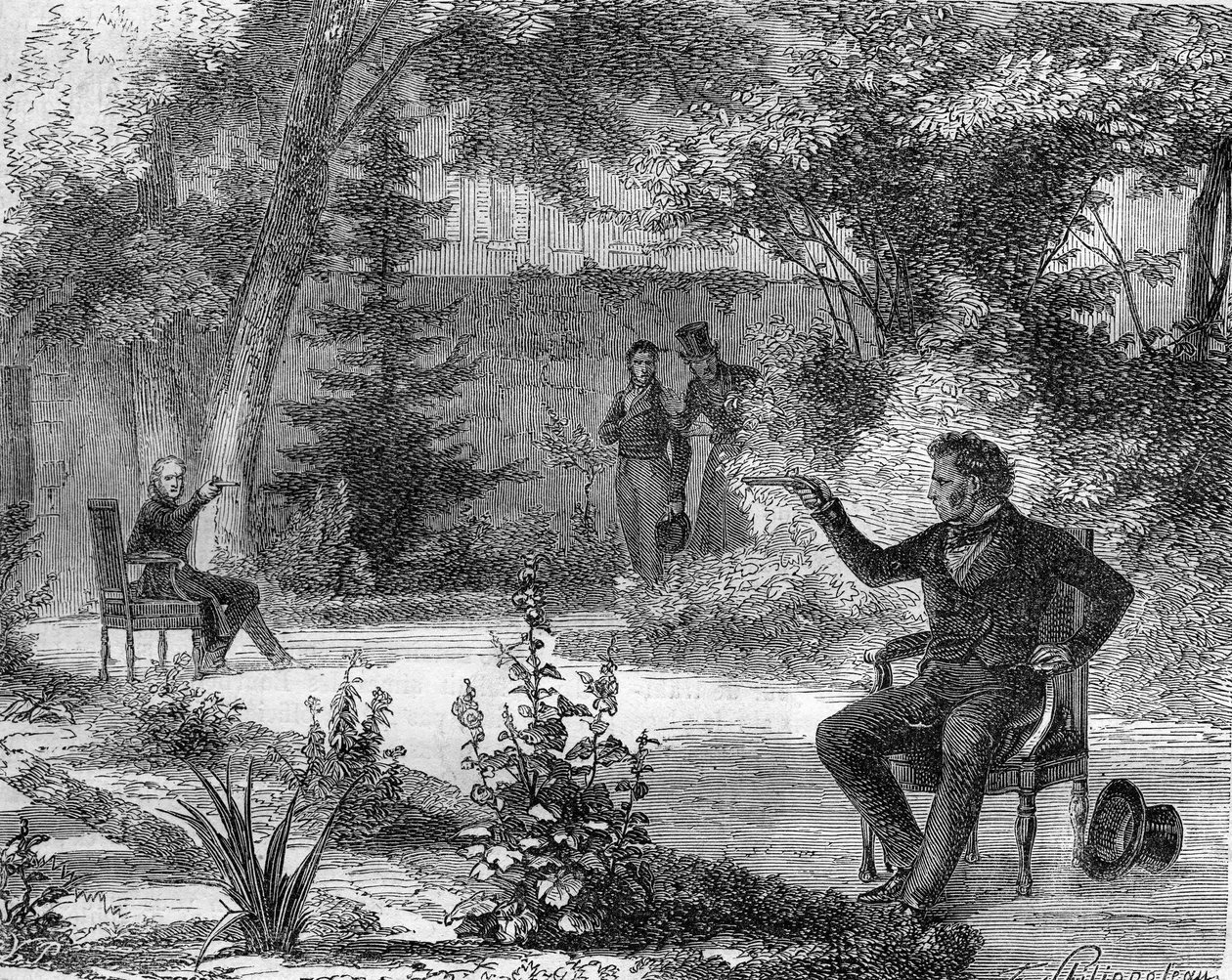 Duell mellom Benjamin Constant og Forbin des Issarts i juni 1822. av Unknown artist