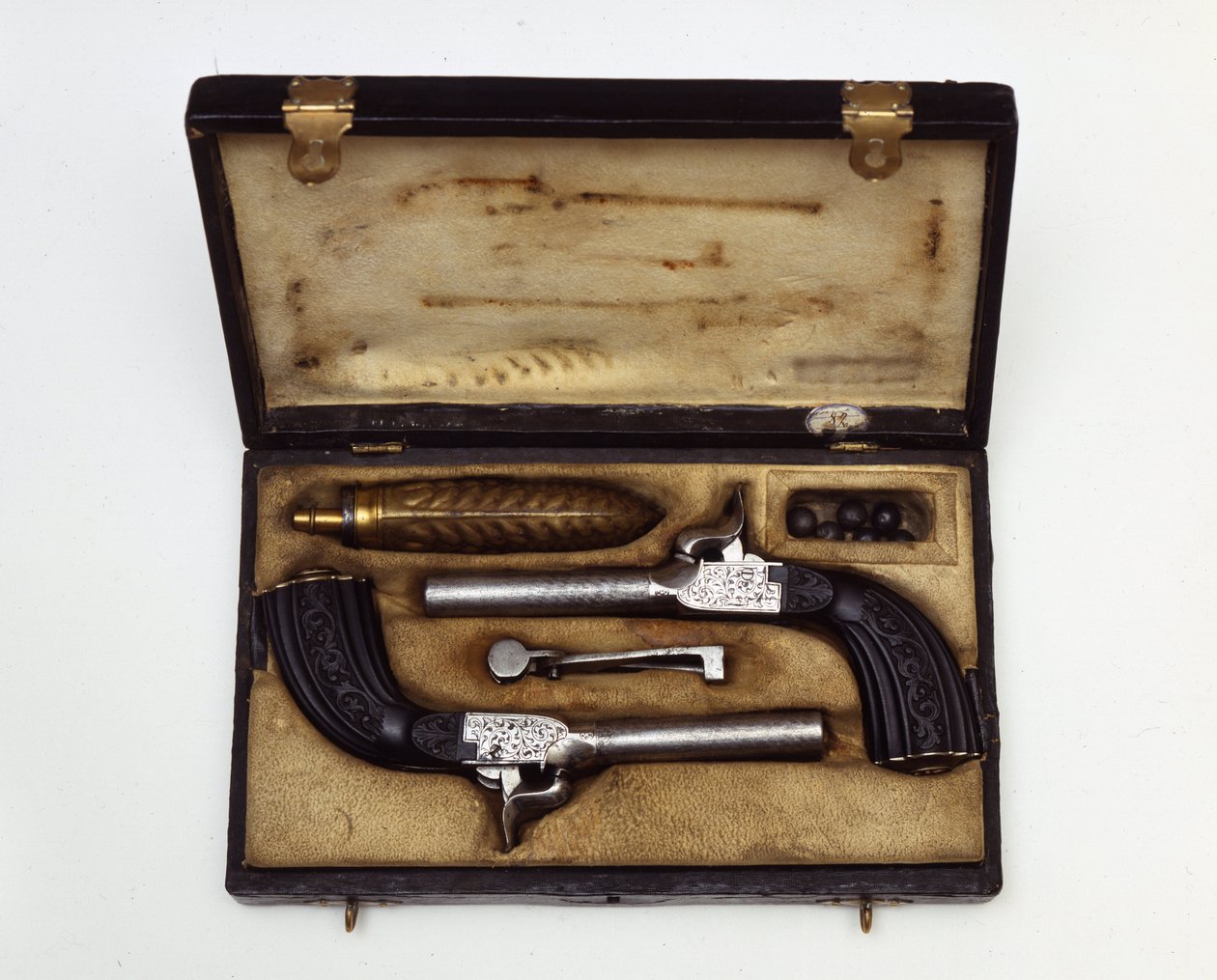 Duell sett sammensatt av pistoler Mazzagatti 1800-tallet. av Unknown artist