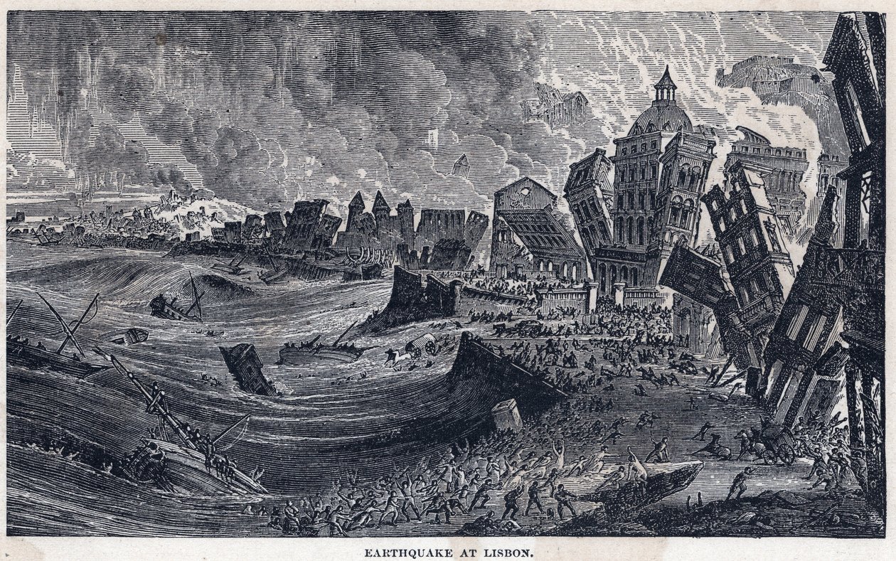 Jordskjelv fra Lisboa til Portugal 1. november 1755 av Unknown artist