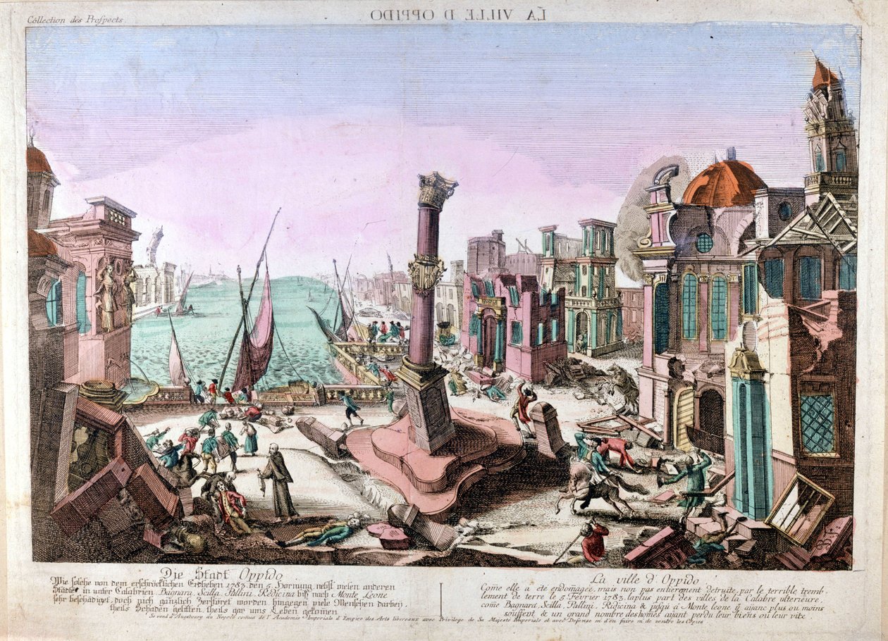 Jordskjelvet i Oppido Mamertina i Calabria (Sør-Italia) 15. februar 1783. av Unknown artist