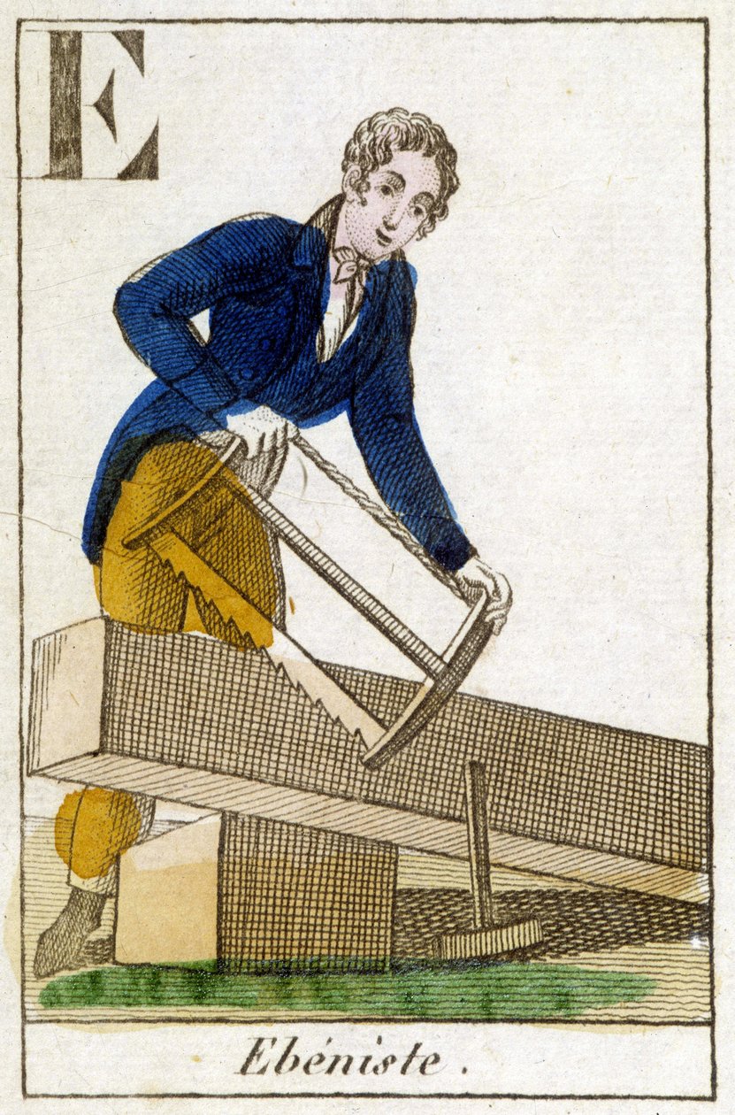 Ebenist i arbeid - gravering, v.1800 av Unknown artist