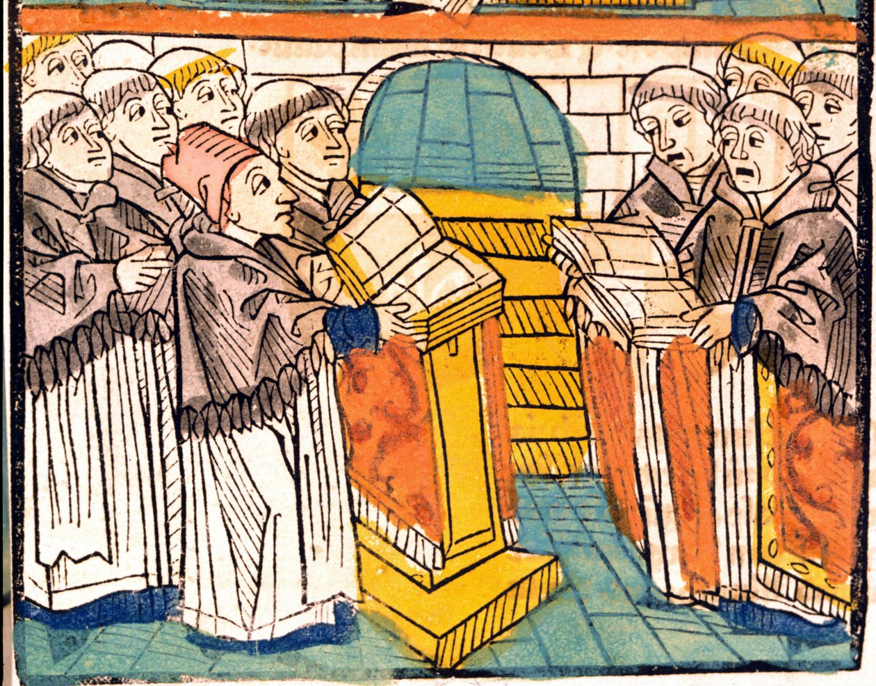 Kirkelig sang (syngende munker) - i "" Council of Constance" manuskript fra 1497. av Unknown artist