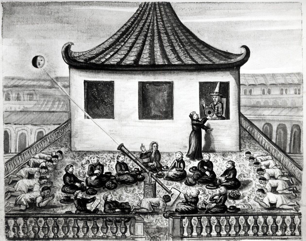 Solformørkelse - i "" Voyages of the kingdom of Siam, historisk fra 1688"". av Unknown artist