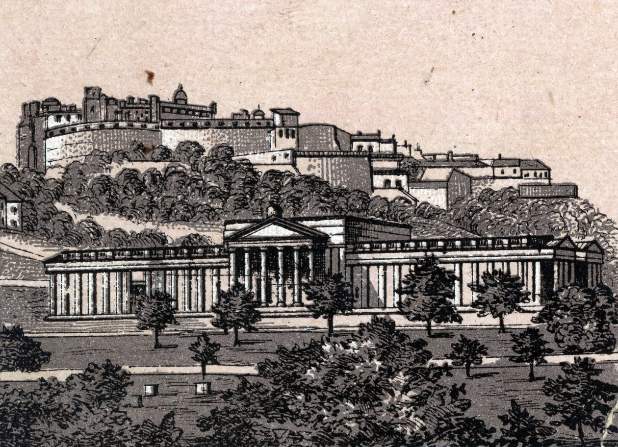 Edinburgh, Skottland: utsikt over nasjonalgalleriet i Edinburgh. i "" Verden illustrerer 168 visninger"" Udatert (slutten av 1800-tallet) av Unknown artist