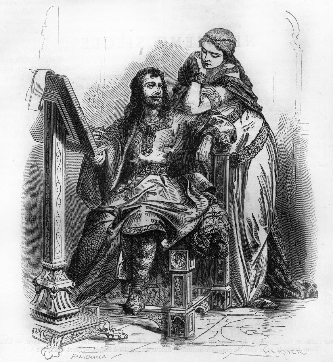 Eginhard (Einhard, Einhart, Einard, 775-840) historiker fra den karolingiske perioden med Emma (Imma) hans kone. av Unknown artist