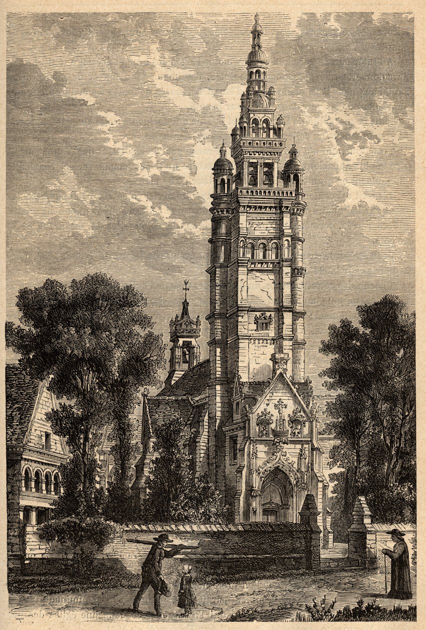 Eglise Notre Dame de Croaz Batz a Roscoff - Finistere - Brittany - engraving in “” PATRIE” - DESCRIPTION PECTURESSE DE LA FRANCE EN 6 VOLUES BY LUCIEN HUARD - end 19th century av Unknown artist